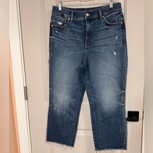 Express Distressed Blue Cropped Jeans